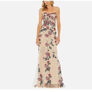 Mac Duggal 20581 Long Strapless Floral Embroidered Dress